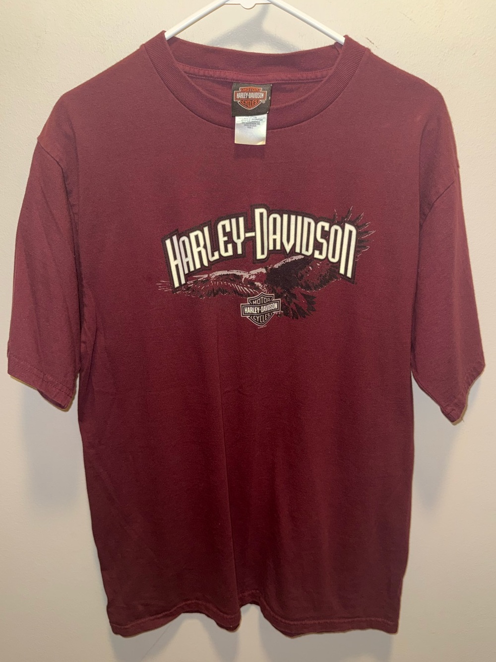 Harley-Davidson Maroon Short Sleeve Tee with Eagle Chest Logo